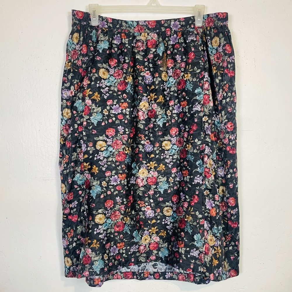 Vintage 70s 80s Handmade Plus Size 4X 5X Floral Skirt Straight Pencil Midi Lengt